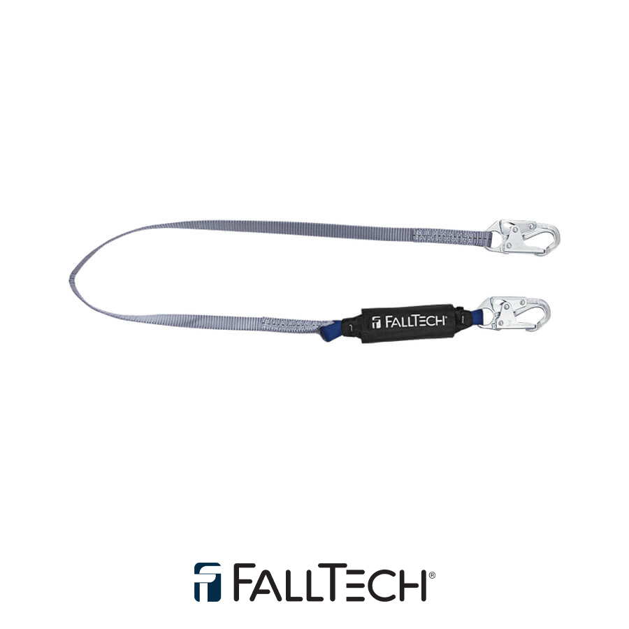 FallTech® 6' ViewPack® Energy Absorbing Lanyard, Single-leg with Steel Snap Hooks - 8256