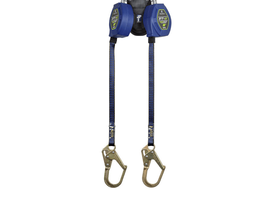 FallTech® 8′ FT-X™ EdgeCore™ Class 2 Leading Edge Personal SRL, Twin-leg with Steel Mini Rebar Hooks – 84108TP0