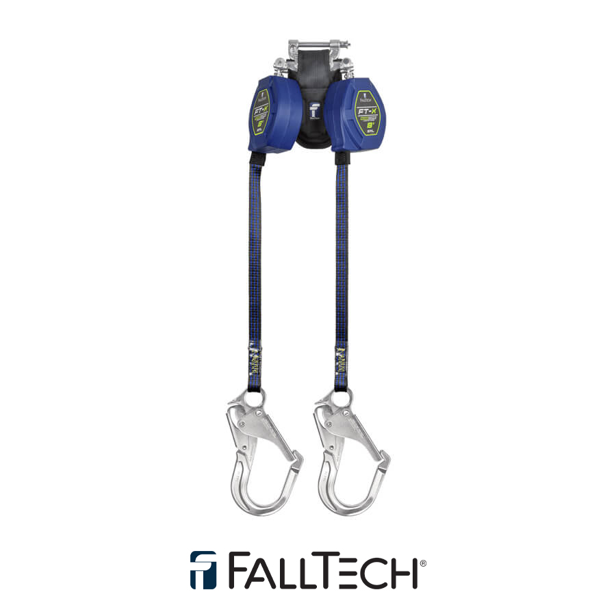 FallTech® 8' FT-X™ EdgeCore™ Class 2 Leading Edge Personal SRL, Twin-leg with Aluminum Rebar Hooks - 84108TP5