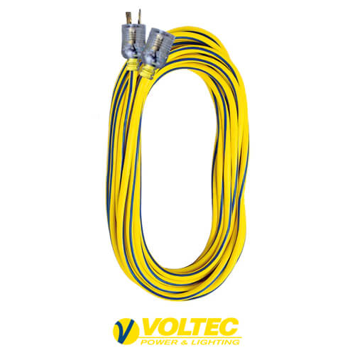 VOLTEC 100' Locking Extension Cord Yellow 12/3 SJTW