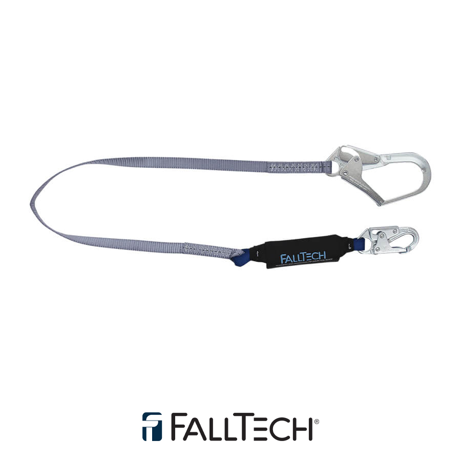FallTech® 6' ViewPack® Energy Absorbing Lanyard, Single-leg with Steel Connectors - 82563