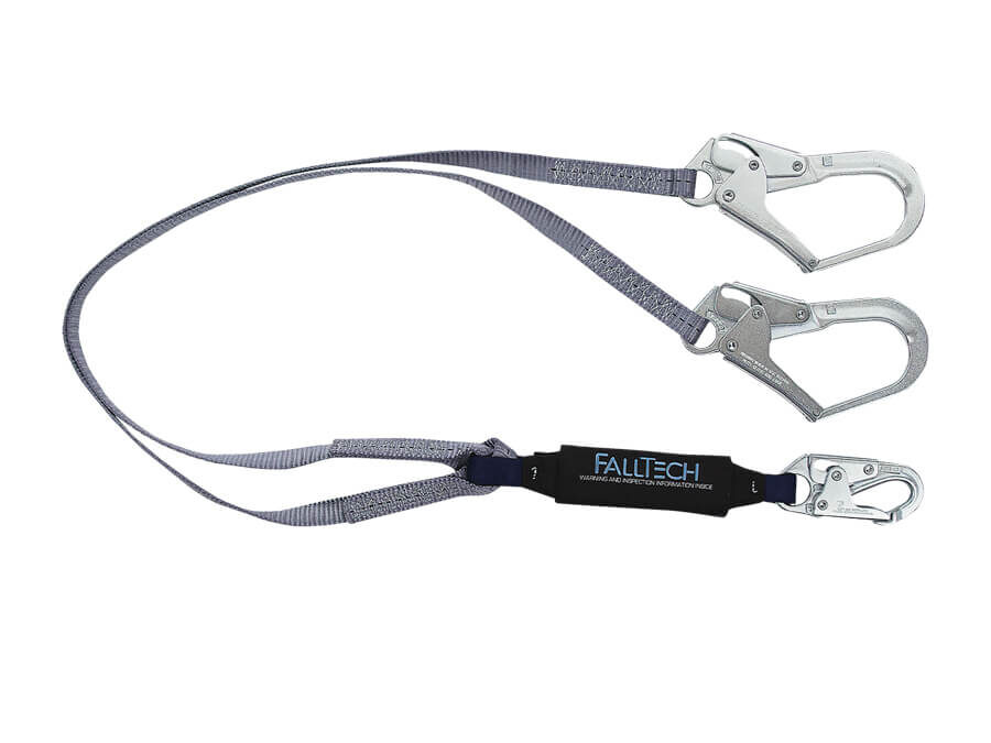 FallTech® 6′ ViewPack® Energy Absorbing Lanyard, Double-leg with Steel Connectors – 826073