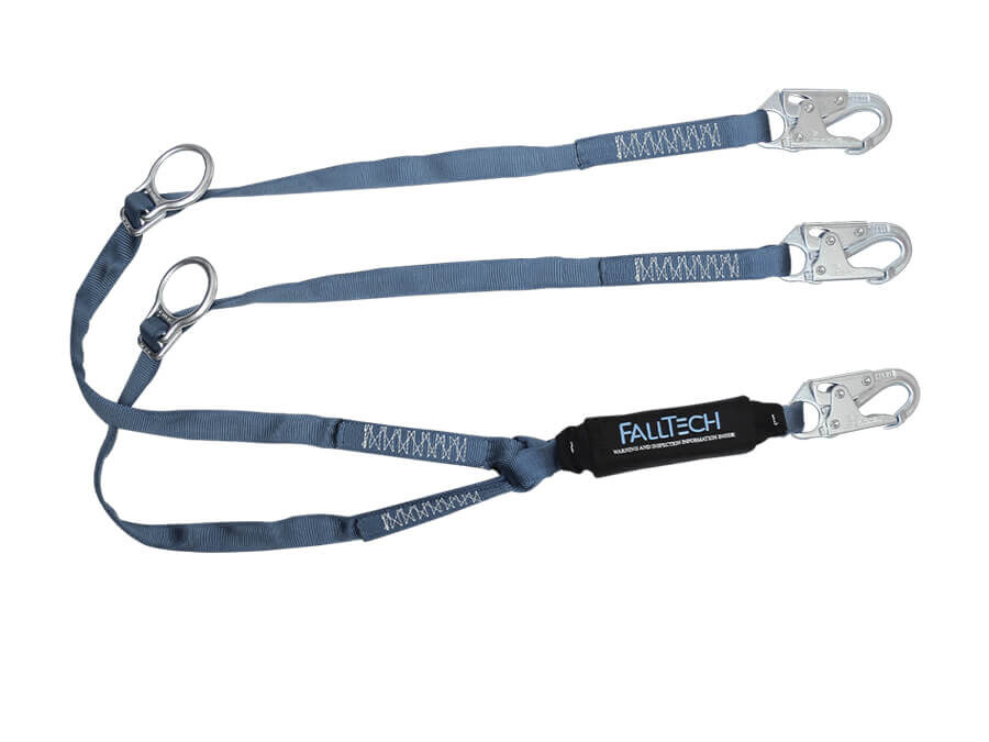 FallTech® 6′ ViewPack® Energy Absorbing Tie-Back Lanyard, Double-leg with Steel Snap Hooks – 826082D