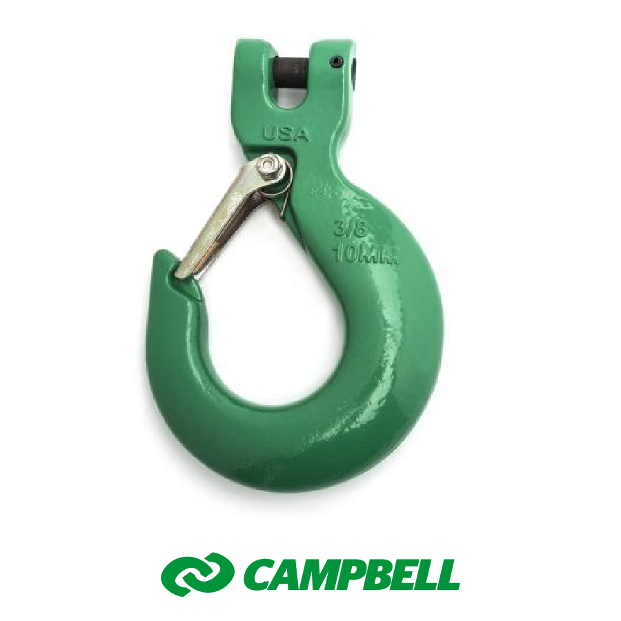 Campbell 3/8″ Quik-Alloy® PL Sling Hook w/ Latch, Grade 100, Painted Green
