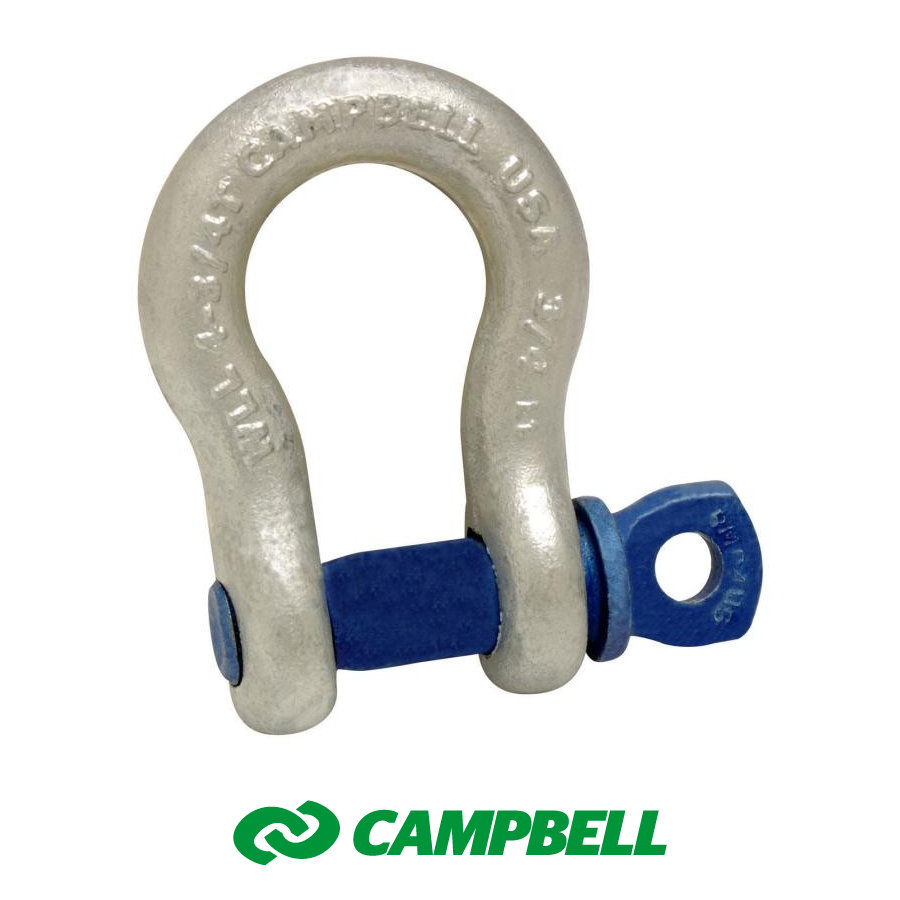 Campbell 1″ Anchor Shackle, Screw Pin, Forged Carbon Steel, Galvanized