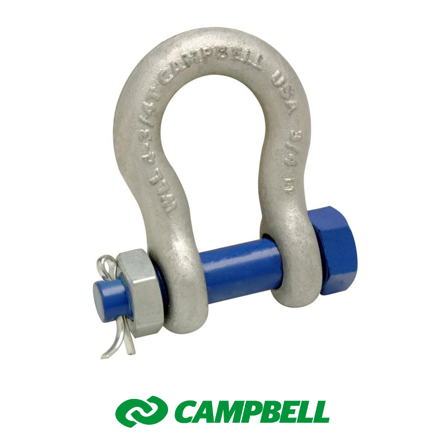Campbell 7/8″ Anchor Shackle, Bolt Type, Forged Carbon Steel, Galvanized