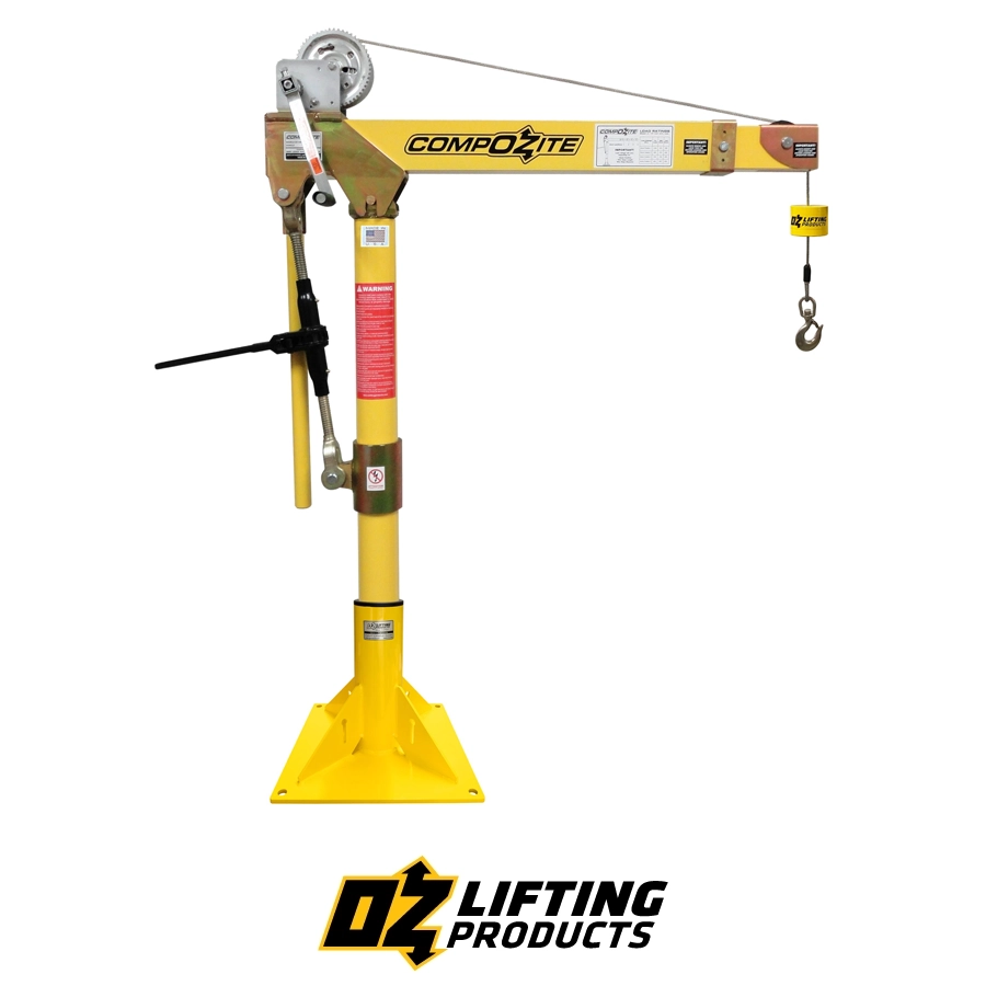 OZ Lifting CompOZite® 1200lb Composite Davit Crane with Carbon Steel Brake Winch