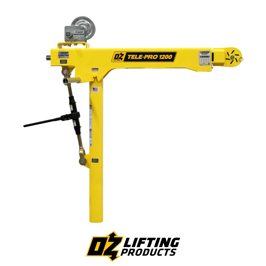 OZ Lifting 1200lb Tele-Pro® Davit Crane with Carbon Steel Brake Winch